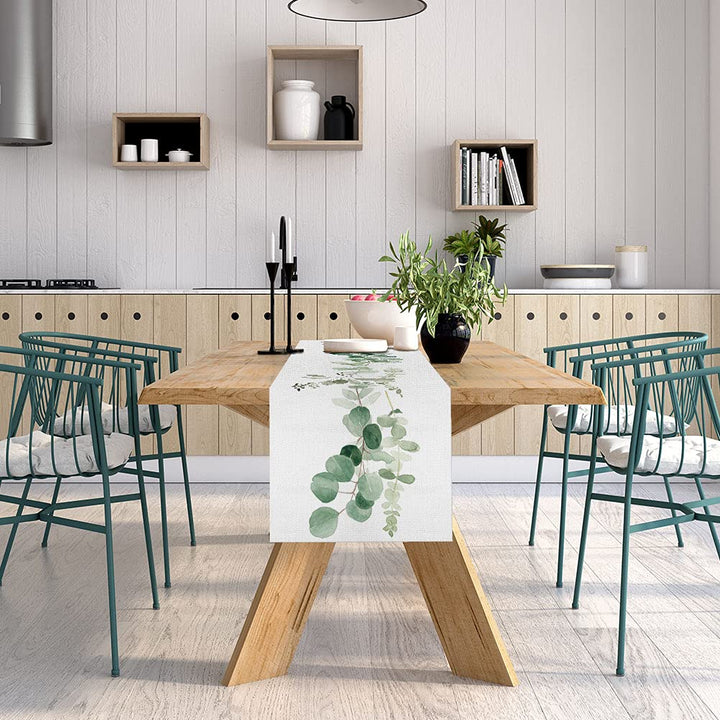 Greenery Table Runner ,Thanksgiving Table Decor Christmas Decoration Fall Table Runner for Farmhouse Decorations, Kitchen Dinning Outdoor Table Decor 13 x 70 Inch