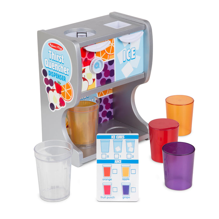 Melissa &amp; Doug Wooden Thirst Quencher Drink Dispenser With Cups, Juice Inserts, Ice Cubes - FSC Certified