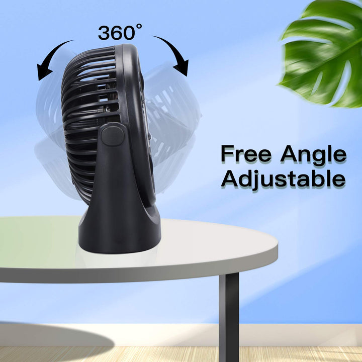 Battery Operated Fan, Small Table Fan with Strong Airflow Quiet Operation Portable Fan Speed Adjustable Head Mini Personal Fan for Home Office Bedroom Table and Desktop