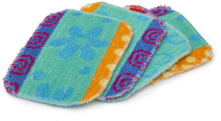 Reusable Dish Scrubber Sponge Set - Non-Scratch Scouring Pads &amp; Scrubbing Cloths Made of Natural Organic Cotton Fibers with Food-Grade Hardener Coating for Kitchen, Bathroom and Household Cleaning (2)