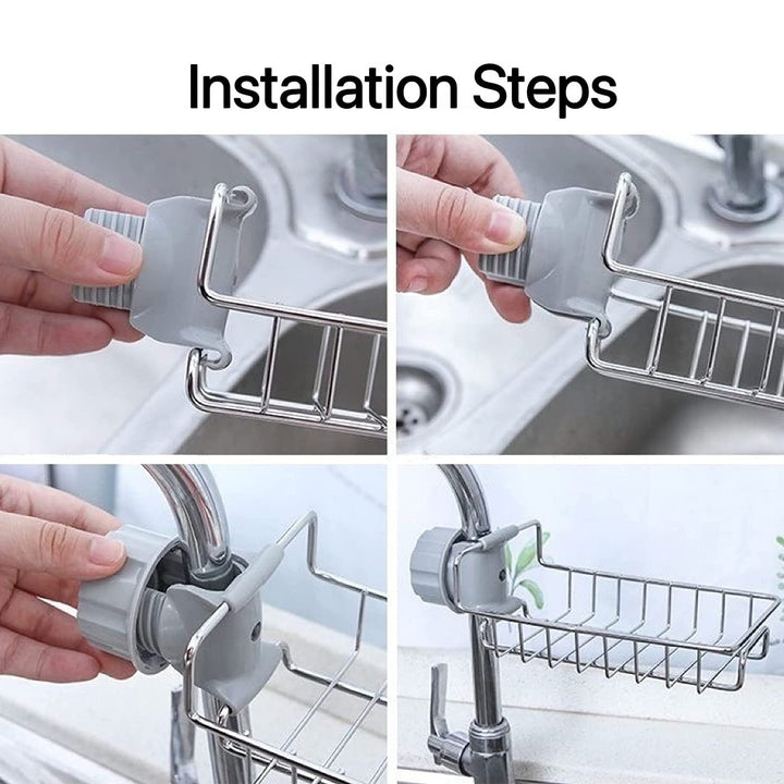 Hangningo Faucet Sponge Holder with Hook,Dish Rack for 
