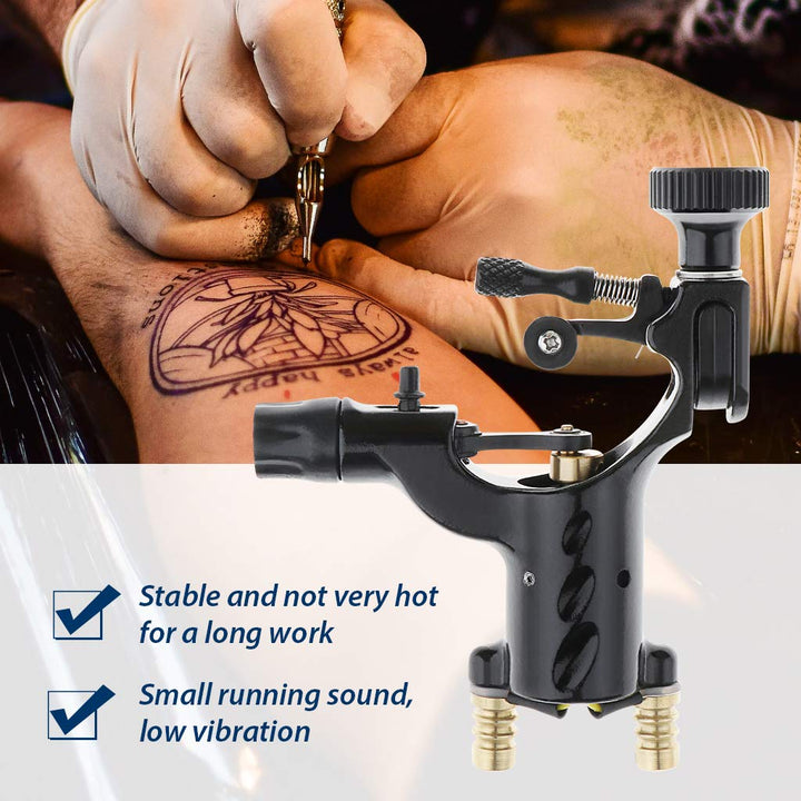 Rotary Tattoo Machine, Silent Alloy Dragonfly Rotary Motor for Liner Shader with Tattoo Machine Handle (Black)