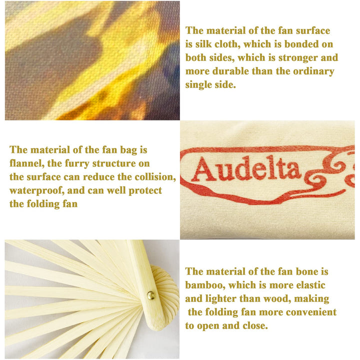 2PCS Large Folding Fans - Handheld Fan Foldable,Asian/Chinese/Japanese Hand Fans, Festival Fan Pride Accessories for Women