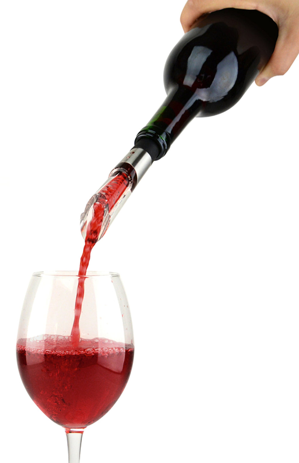 W6127 Wine Aerator and Pourer, 1.1 x 1.1 x 5.2 inches, Clear/Stainless Steel