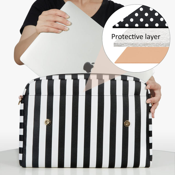 Laptop Bag for 13-15 inch Notebook Compatible with MacBook Air/Pro M1 M2, Leather Slim Laptop Case Briefcase Computer Protective Sleeve