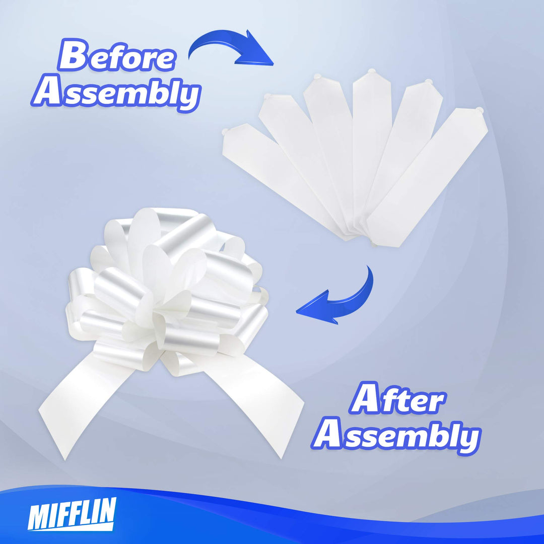 MIFFLIN Big Car Bow (White, 18 inch, 1 Pack), Gift Bow,