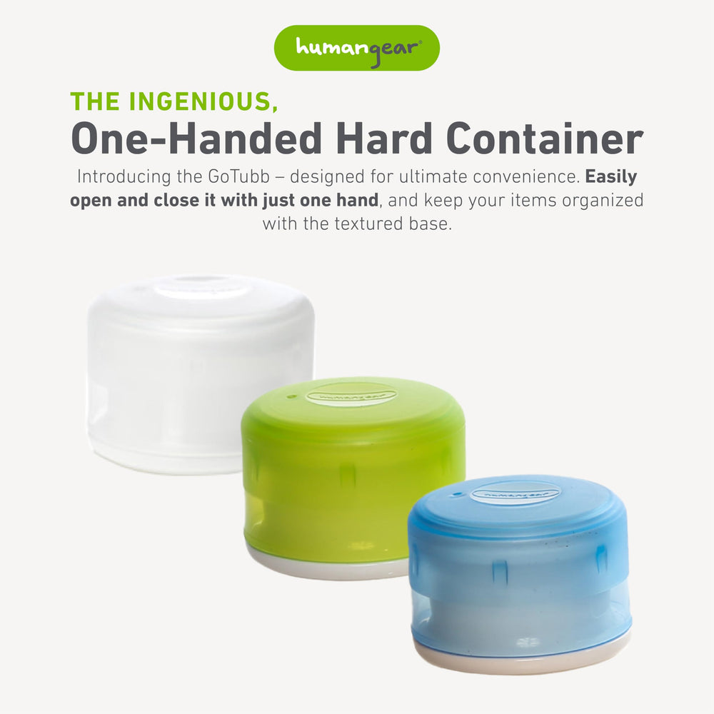 GoTubb | Hard Container | Easy Open | Food-Safe Material, Clear/Green/Blue, Small