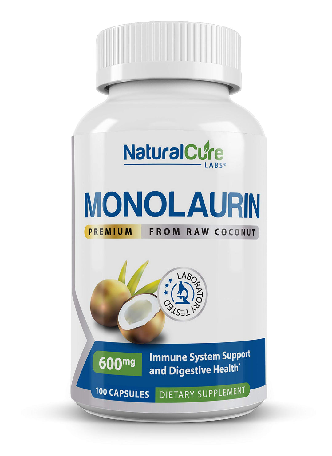 Premium Monolaurin - 600mg, 100 capsules