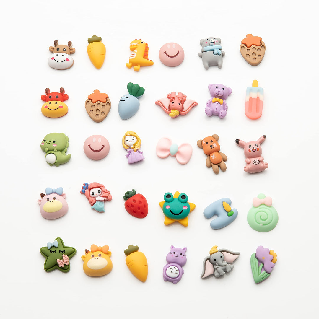 Slime Charms Cartoon Animal and Fruit Cute Set - Mixed Lot Assorted Fruit Resin Flatback Cute Sets for DIY Crafts Making,Decorations,Scrapbooking,Embellishments,Hair Clip 100pcs
