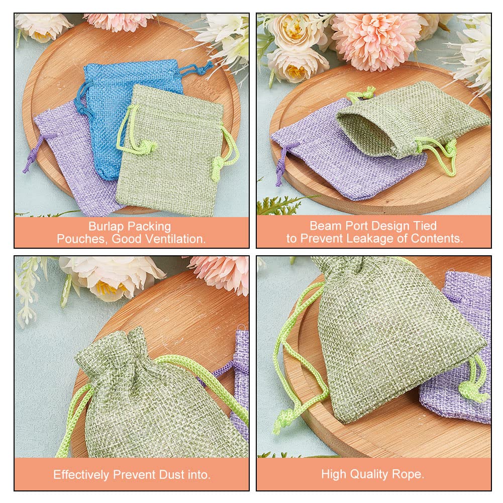 Pandahall 15 Color Burlap Packing Pouches Drawstring Bags 2.7x3.5&#39;&#39; Gift Bag Jute Packing Storage Linen Jewelry Pouches Sacks for Wedding Party Shower Birthday Christmas Jewelry DIY Craft
