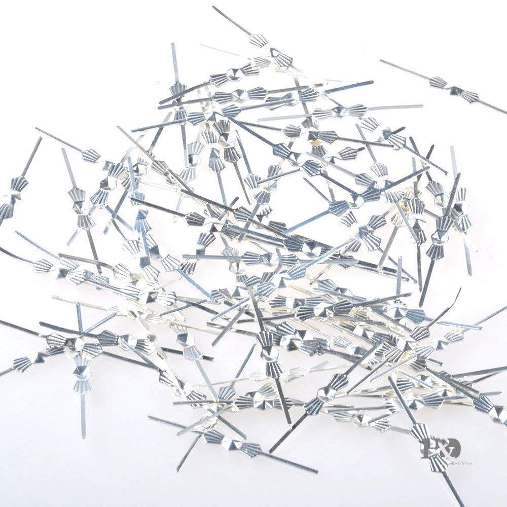 H&amp;D 100pcs Chrome Bow Tie Clips Butterfly Clips for Fastening Crystals, Feng Shui, Chandelier Crystals, Lamp Crystals, Ceiling Light Crystals (30mm)