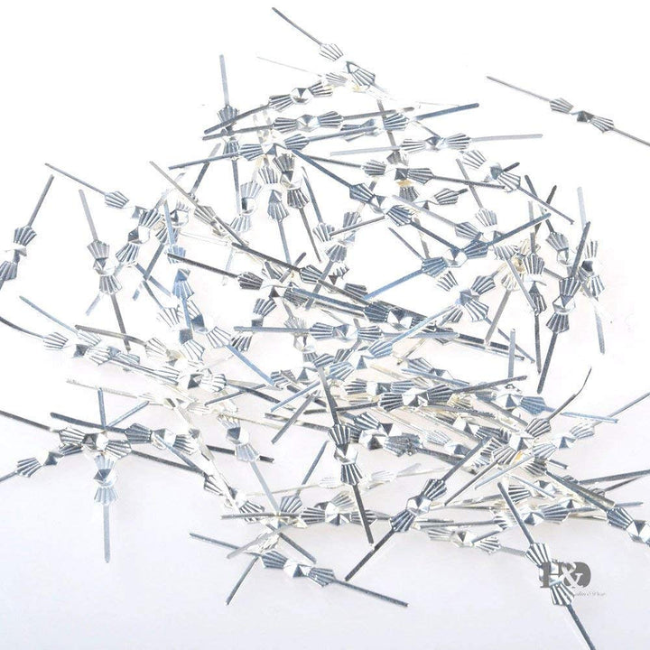 H&amp;D 100pcs Chrome Bow Tie Clips Butterfly Clips for Fastening Crystals, Feng Shui, Chandelier Crystals, Lamp Crystals, Ceiling Light Crystals (30mm)