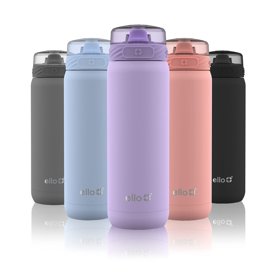 Cooper 22oz Stainless Steel Water Bottle with Straw and Carry Handle, Double Walled and Vacuum Insulated Metal, Leak Proof Locking Lid with Soft Silicone Spout, Reusable, BPA Free, Lilac