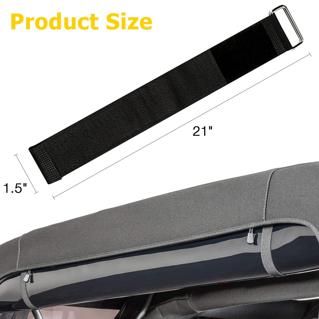 Tie Down Straps for Jeep Wrangler 21 x 1.5 Hook &amp; Steel Loop Fasteners Rear Window Secure Soft Top When Down or Sunrider Adjustable Cinch Straps for Auto, Home, Outdoors(A Pair) Black