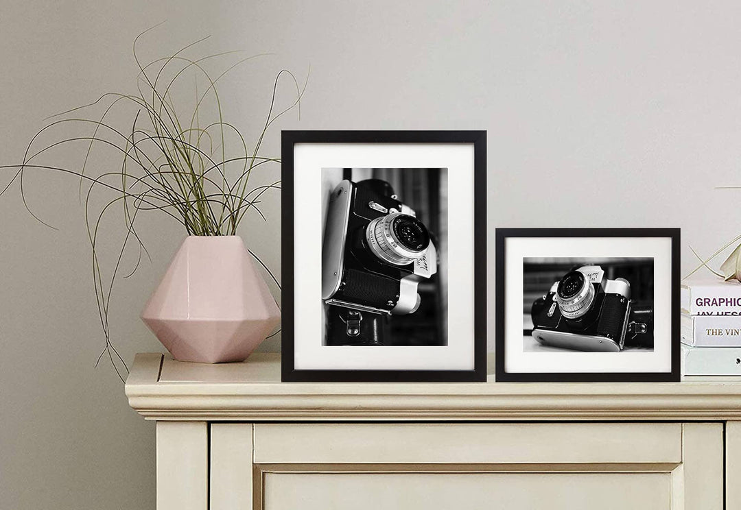 10x12 Picture Frames Set of 2,Black Picture Frame 10x12,Display Pictures 7x9 with Mat or 10x12 without Mat,Multi Photo Frames Collage for Wall Art Decorative or Tabletop Display