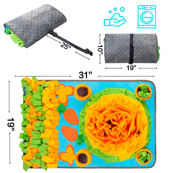 Snuffle Mat for Large Dogs(31&#39;&#39; × 19&#39;&#39;), Safe &amp; Durable &amp; Washable Slow Feeder, Dog Puzzle Mat for Foraging &amp; Nosework, Dog Puzzle Feeder for Mental &amp; Physical Stimulation (Peace Blue)