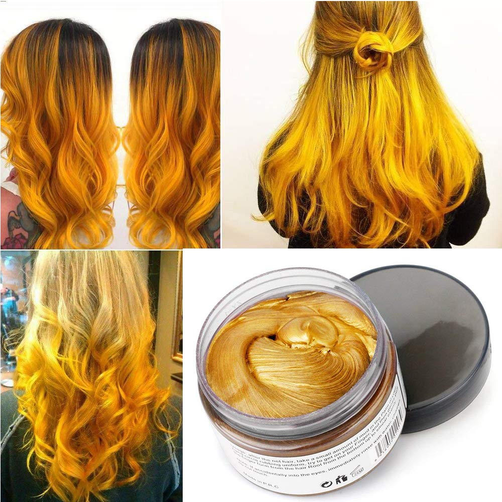 Gold: Mofajang Hair Wax Dye Styling Cream Mud, Natural Hairstyle Color Pomade, Washable Temporary, Gold