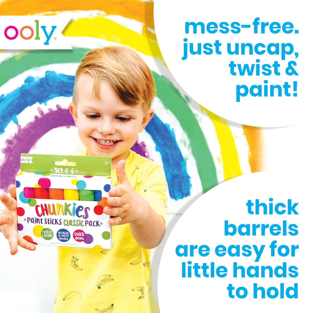 Chunkies 12 Mess Free Paint Sticks For Kids, Tempera Paint Sticks Kid Safe Colors, No Mess Quick Drying Art Supplies for Toddlers and Kids