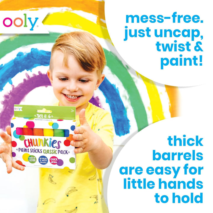 Chunkies 12 Mess Free Paint Sticks For Kids, Tempera Paint Sticks Kid Safe Colors, No Mess Quick Drying Art Supplies for Toddlers and Kids