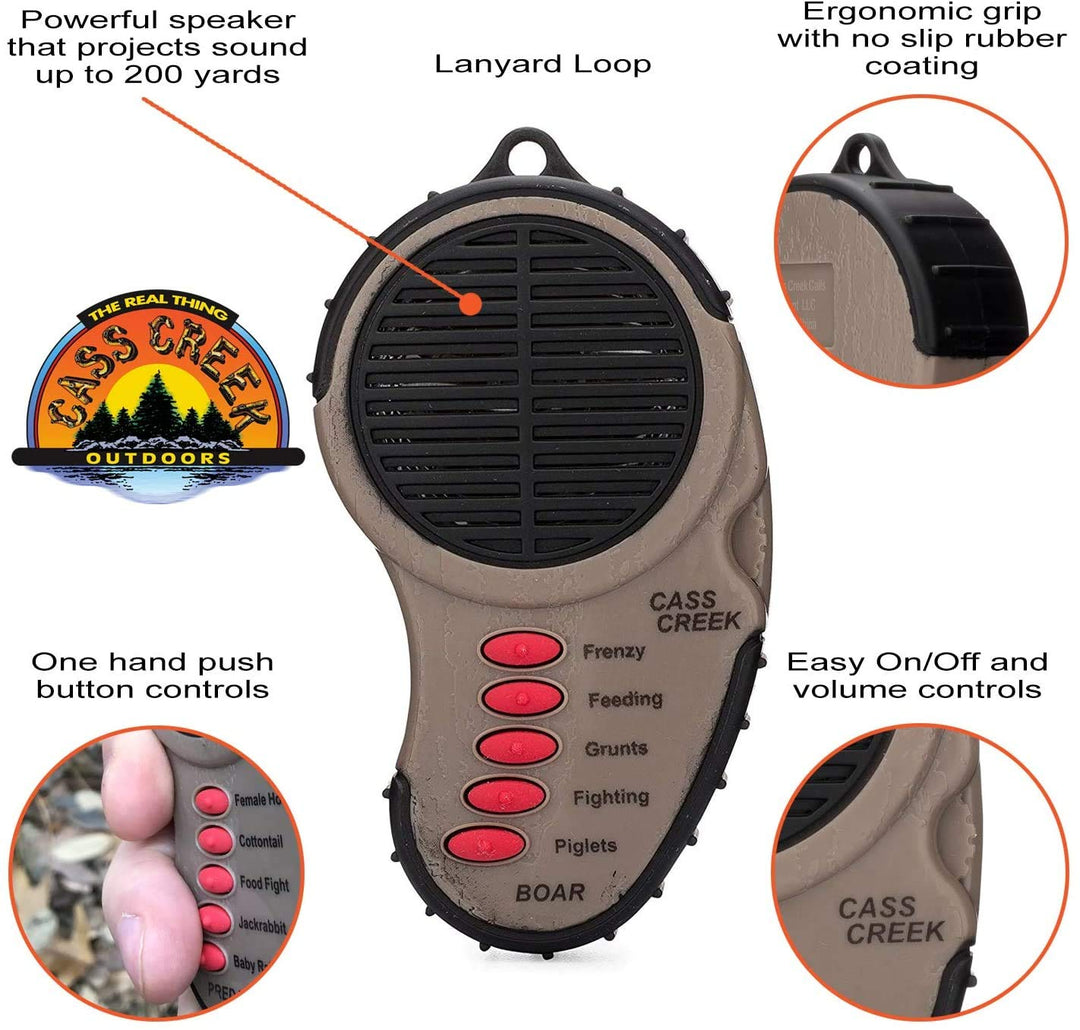 Ergo Boar Call Handheld Electronic Game Call, CC034, Compact Design, 5 Calls In 1, Expert Calls for Everyone