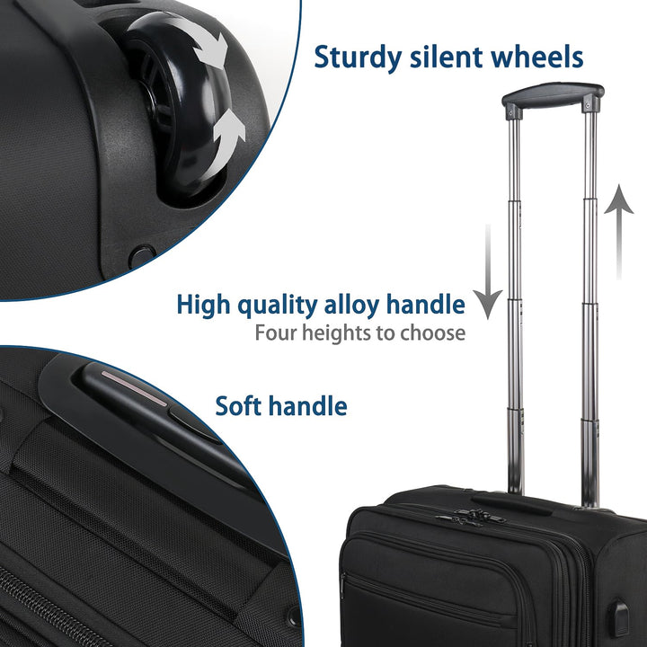 Rolling Laptop Bag, 17 Inch Rolling Briefcase for Men W