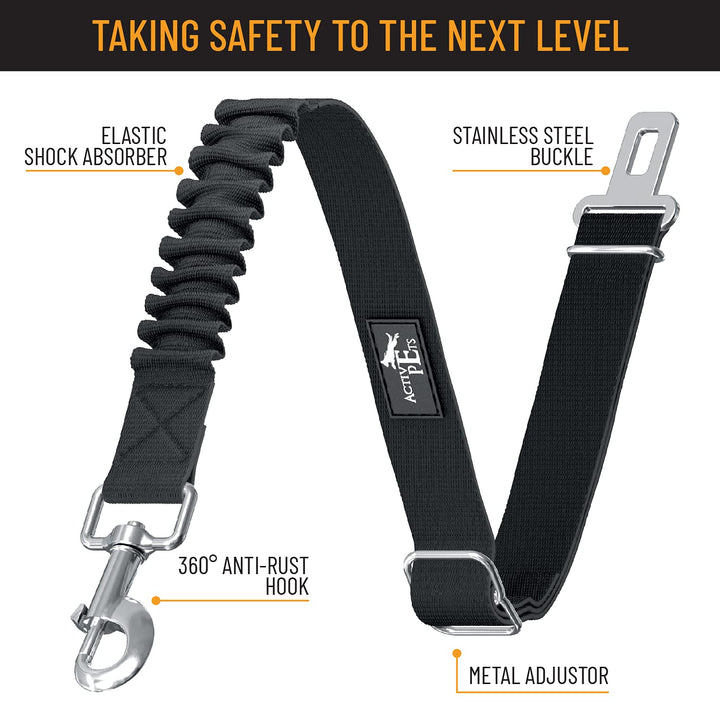 Active Pets Dog Seatbelt, Adjustable Safety Dog Seat Car Harness, Dog Seat Belt for Pets - Durable Dog Seatbelts for Cars - Dog Car Seat Belt for Dogs, Dog seat Belts for Large Dogs, Medium, & Small