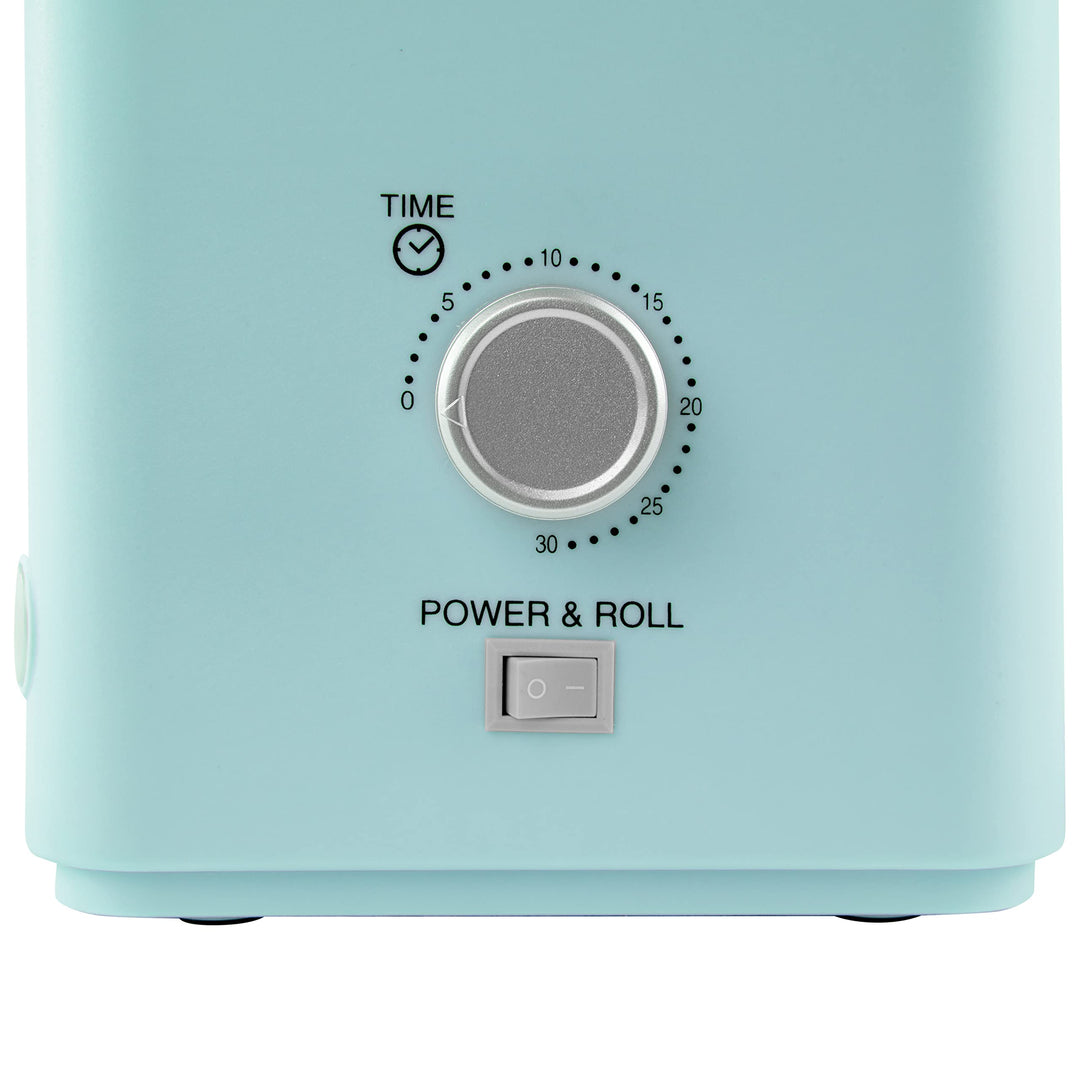 Extra Large 8 Hot Dog Roller &amp; 8 Bun Warmer, Stainless Steel Grill Rollers, Non-stick warming racks, Perfect For Hot Dogs, Egg Rolls, Veggie Dogs, Sausages, Brats, Adjustable Timer, Aqua, 2 Slots