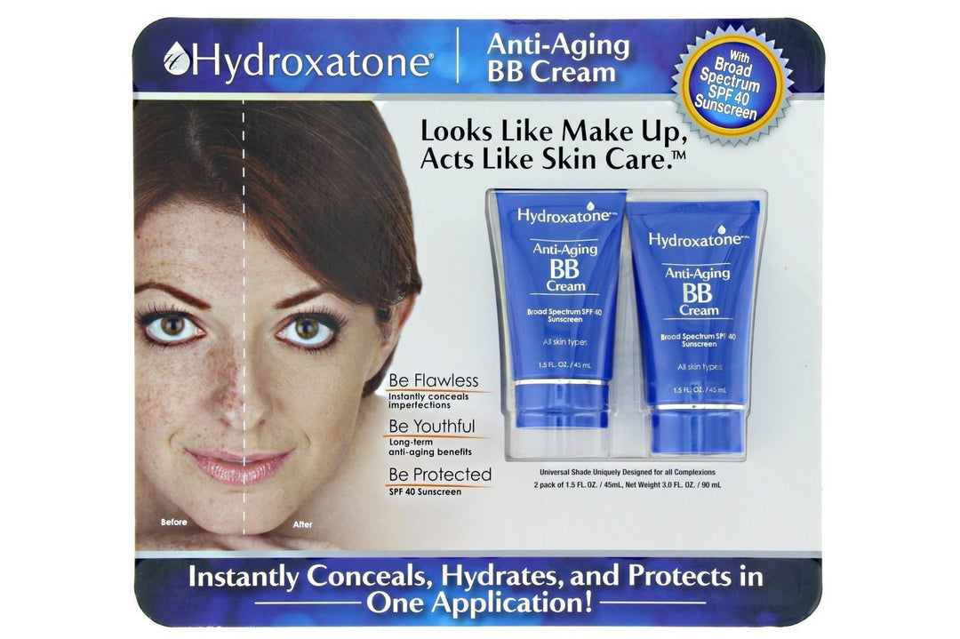 Anti-Aging BB (Beauty Balm) Cream, Universal Shade for ALL Skin Types, SPF 40 (BONUS Pack of 2, 1.5 ounce bottles)