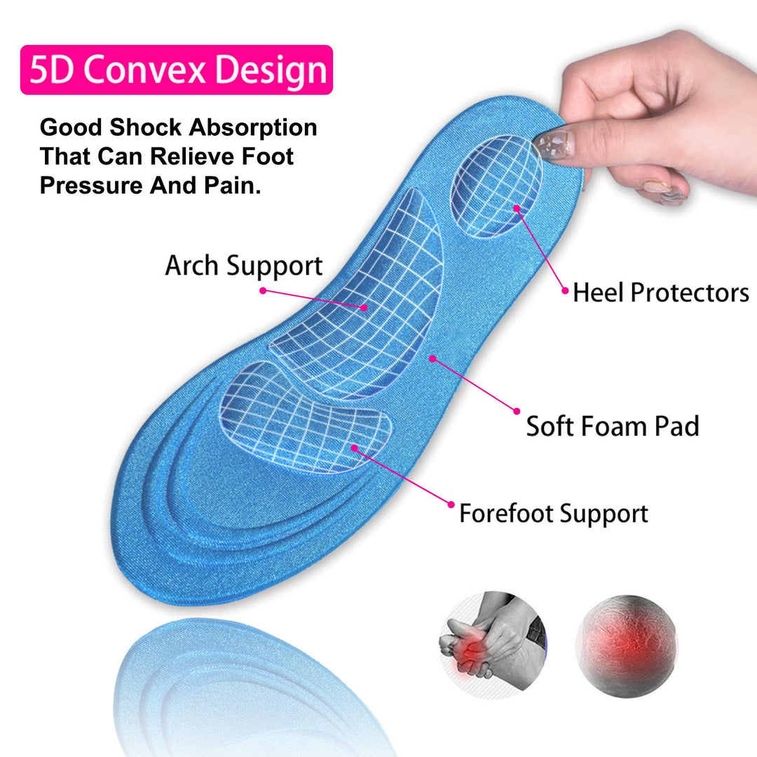 Shoe Insoles Women, (2 Pairs Blue) Arch Support Insoles