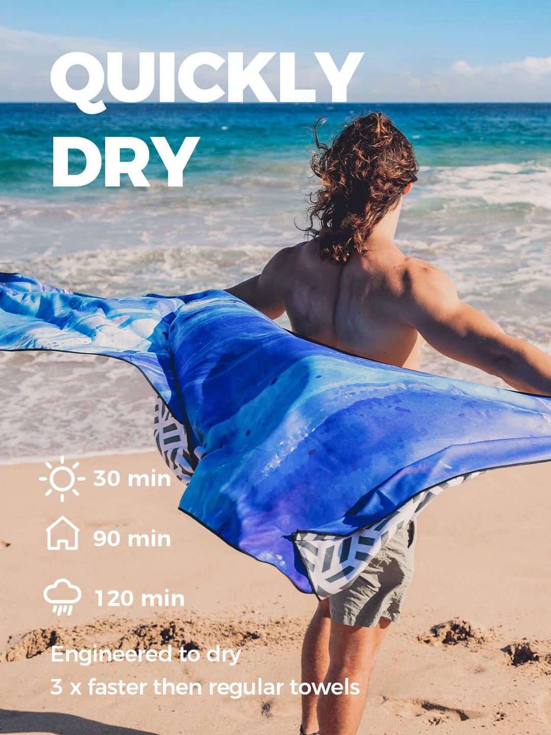 Microfiber Beach Towel Fast Drying, Extra Large 71 x 32 Sand Free Beach Towel Super Lightweight Towels for Swimming Pool, Camping, Picnic, Yoga Gym Sports