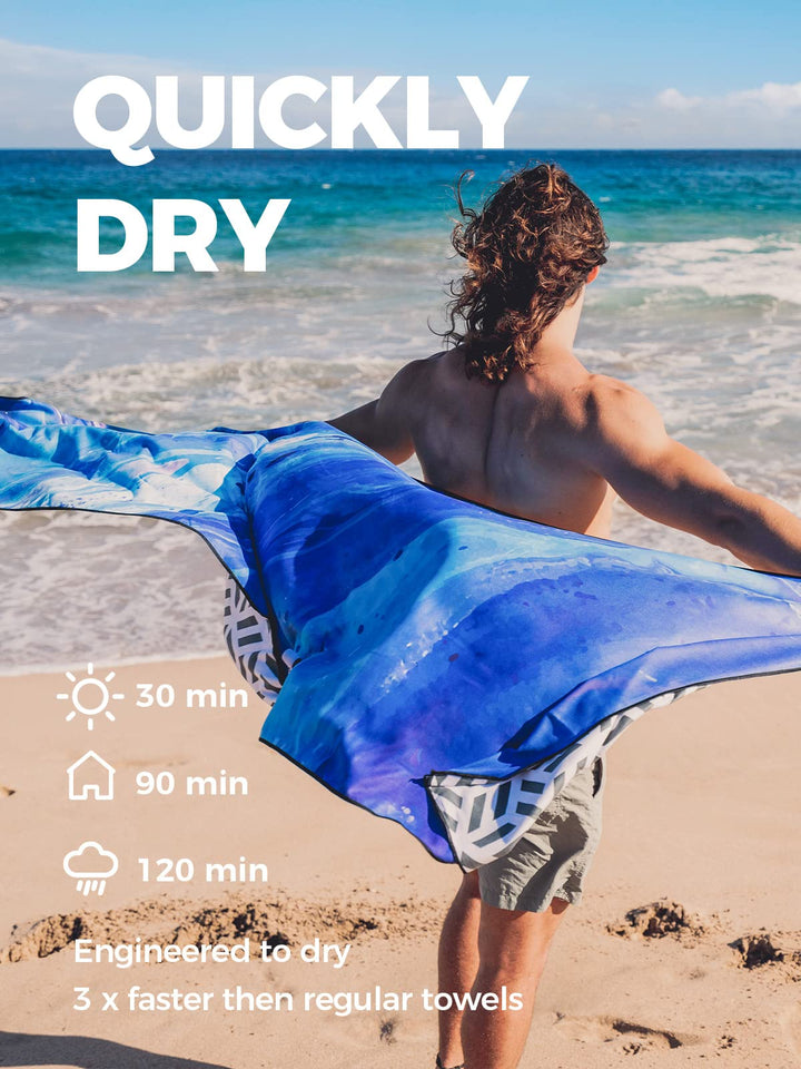 Microfiber Beach Towel Fast Drying, Extra Large 71 x 32 Sand Free Beach Towel Super Lightweight Towels for Swimming Pool, Camping, Picnic, Yoga Gym Sports