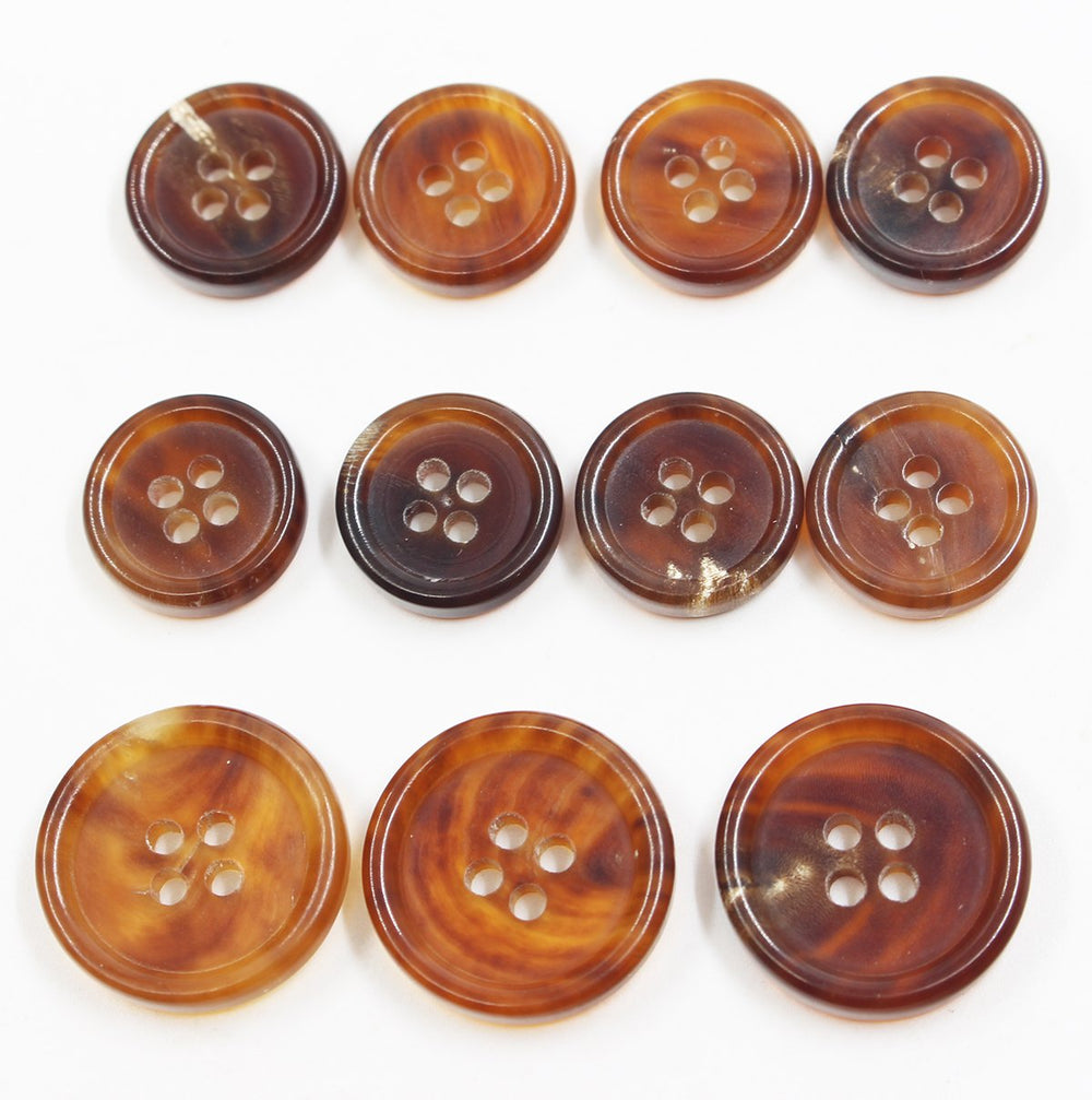 11 Pieces Genuine Natural Horn Blazer & Suits Button Set - for Blazer, Sport Coat, Uniform, Jacket (Light Brown)