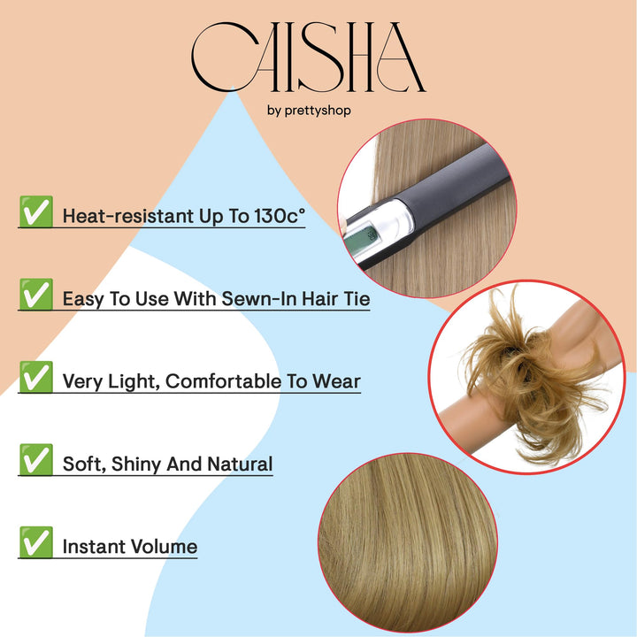 Black # 1B G1C : PRETTYSHOP Scrunchy Scrunchie Bun Up Do Hair Piece Hair Ribbon Ponytail Extensions Wavy Messy Black # 1B G1C