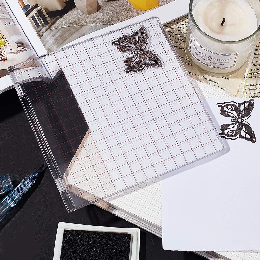 Acrylic Stamp Block 5.9x6.1 Perfect Positioning Stamping Clear Stamps Scrapbook Craft Stamping Tool with Grid Lines for Card Making Scrapbooking Journaling and Other Paper Crafts