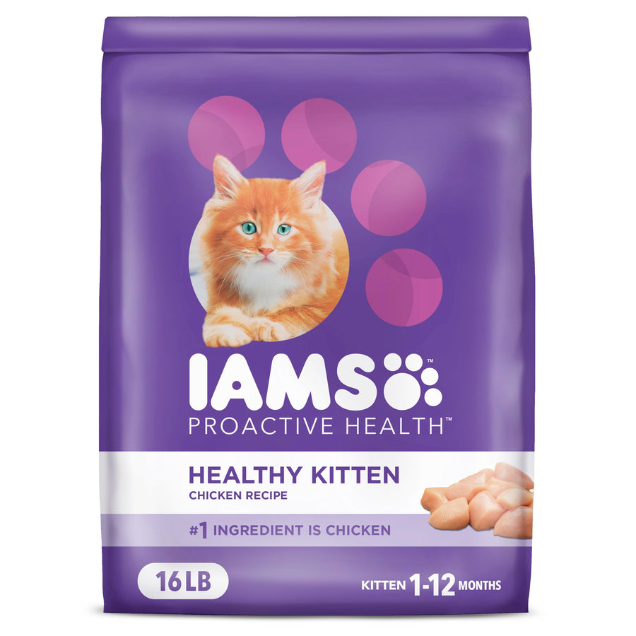 IAMS PROACTIVE HEALTH Healthy Kitten Dry Cat Food with Chicken Cat Kibble, 16 lb. Bag