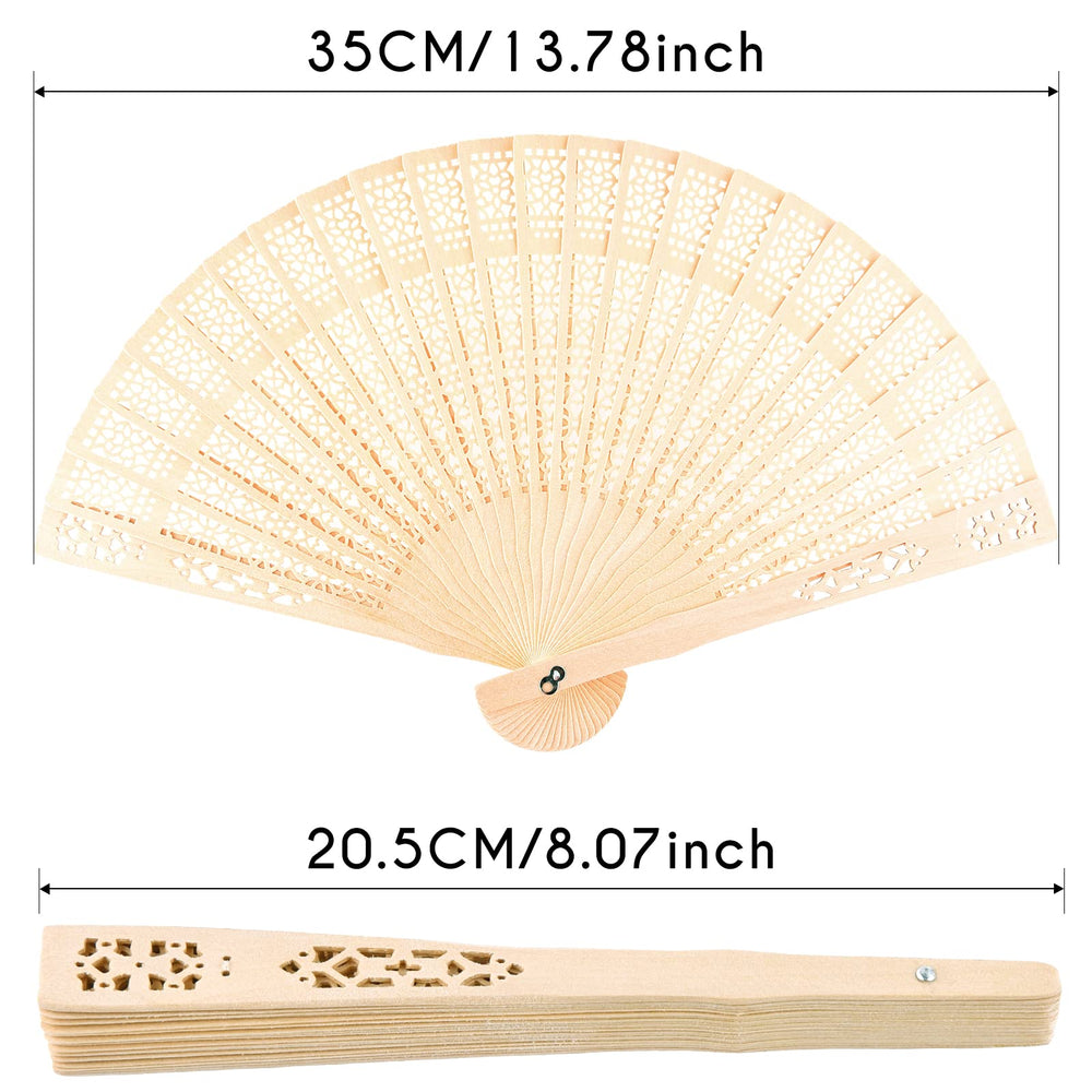20 Pieces White Handheld Paper Fan Paper Folding Fans with Bamboos for Wedding Gift, Party, Home