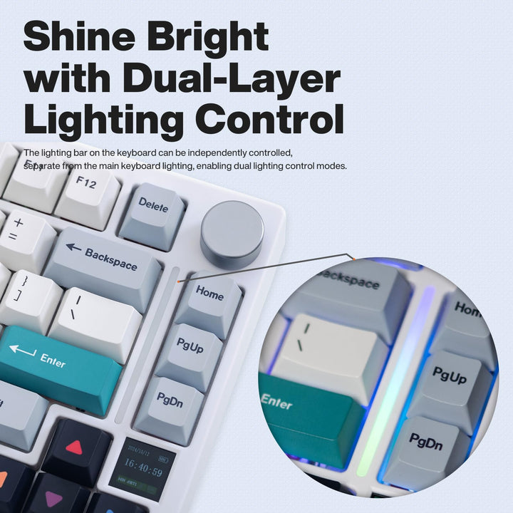 TK75 V2 75% Silent Mechanical Keyboard with TFT Screen, Hot Swap RGB Bluetooth 5.0/2.4GHz Wireless/USB-C Wired PBT Cherry Profile Keycaps Gaming Keyboard (GamaKay Pegasus Switch)