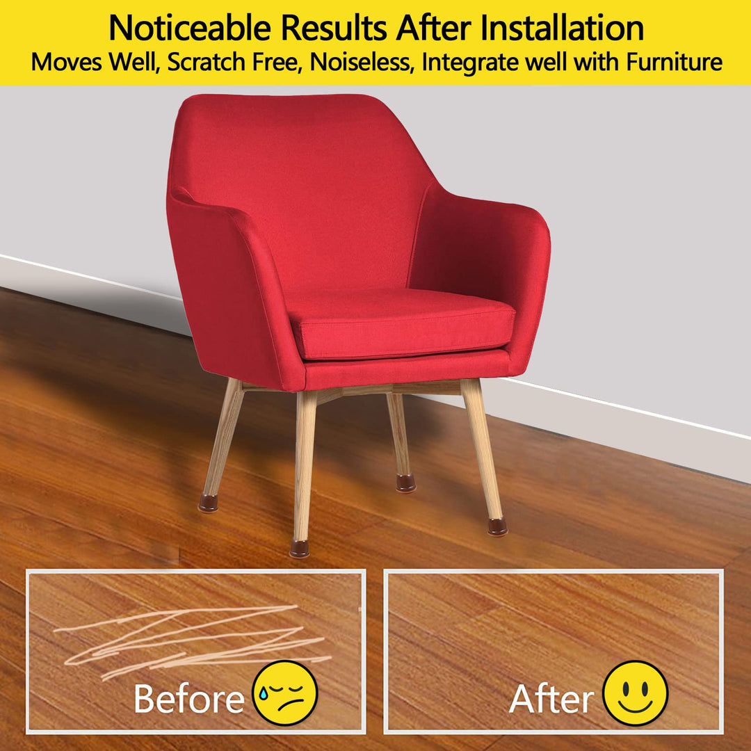 Brown Silicone Chair Leg Floor Protectors with Wrapped Felt, Extra Small Chair Leg Caps, Silicon Furniture Leg Feet Cup, Protect Hardwood Floor from Scratches 16 Pcs (Round, Brown - Fit 0.5-0.8)