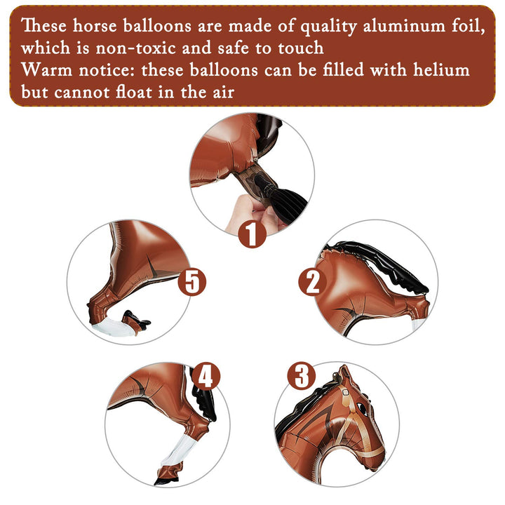 8 Pieces Mini Foil Horse Balloon Brown Horse Shaped Balloon Cowboy Foil Balloon Animal Themed Party Decorations for Birthday Baby Shower Horse Racing Day Party, 20 Inches
