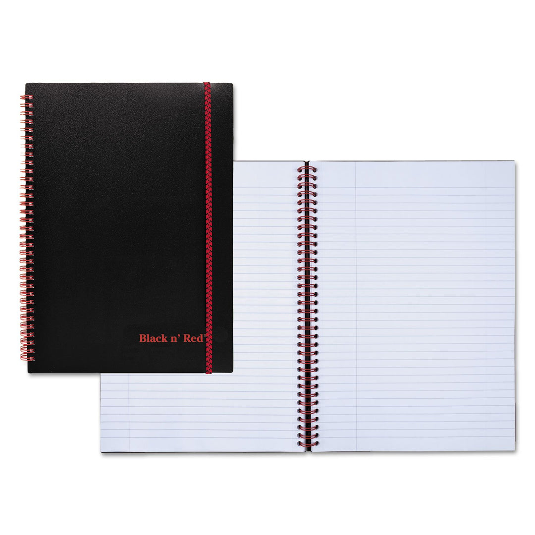 Black n&#39; Red Notebook, Business Journal, 11-3/4 x 8-1/4, 70 Sheets, Ruled, Optik Paper, Scribzee App, Flexible Poly Cover, Wirebound, Black (E67008)
