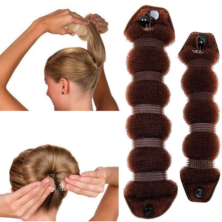 Goldrose Beauty Buns 2 Piece Magic Hair Styling Styler Twist Ring Former Shaper Doughnut Donut Chignon Bun Maker Clip Hair Curler Accessory Small &amp; Large (Brown)