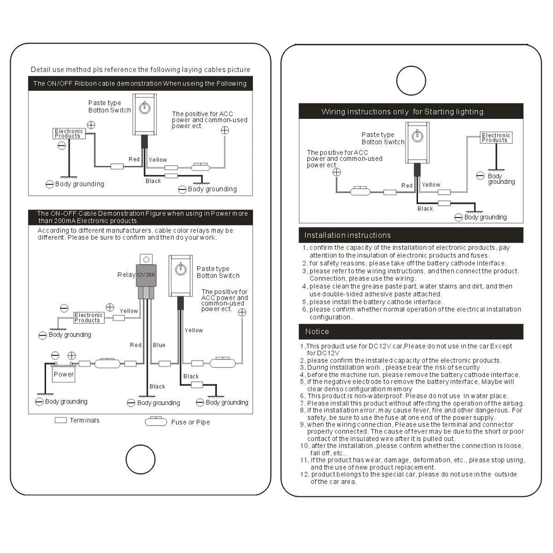 BONATECH DIY AUTO Switch Paste Type Button Switches Off