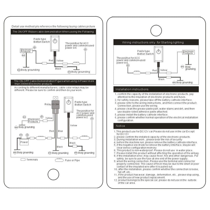 BONATECH DIY AUTO Switch Paste Type Button Switches Off