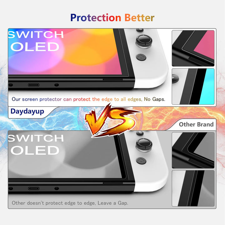 [4 Pack] Tempered Glass Screen Protector Compatible with Nintendo Switch OLED Model 2021 - with [Alignment Frame] Transparent HD Clear Screen Protector for Accessories &amp; Console