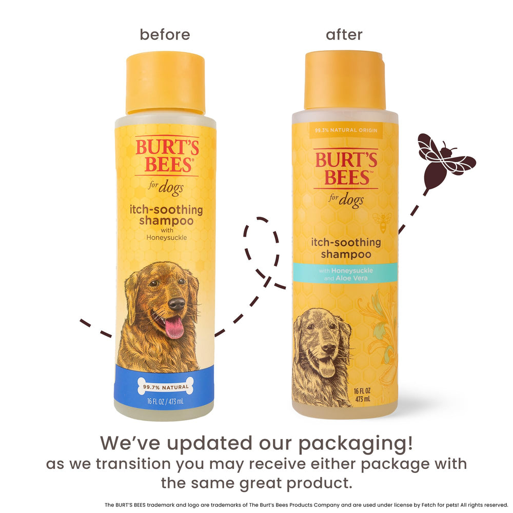 Burt's Bees for Pets Itch Soothing Shampoo with Honeysuckle, 95% Natural Origin Formulas, Dog Shampoo for Itchy Dogs, Dog Shampoo Itchy Skin Relief, 16 oz