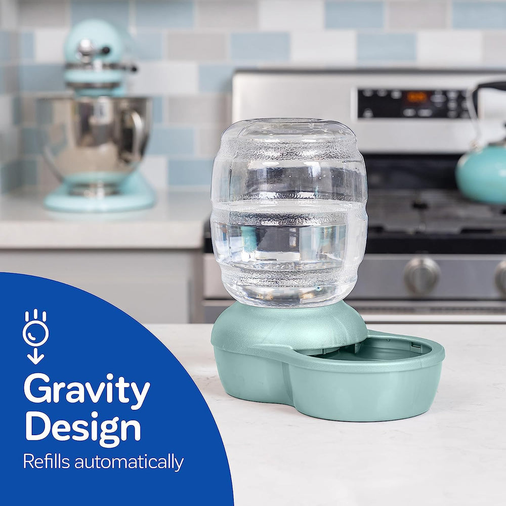 Replendish Automatic Gravity Waterer for Cats and Dogs, BPA-Free, No Batteries Required, Includes Charcoal Filter, 1 Gallon, Made in USA