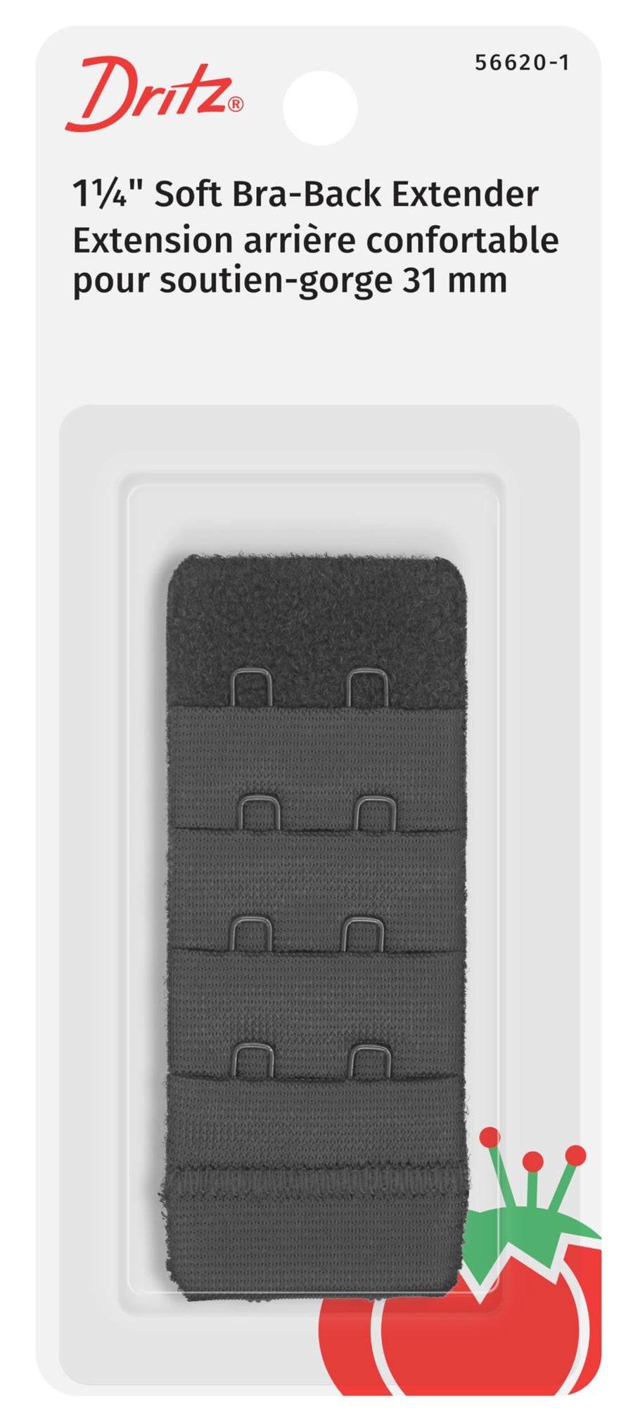 1-1/4 Soft Back Bra Extender, 1-1/4-Inch, Black