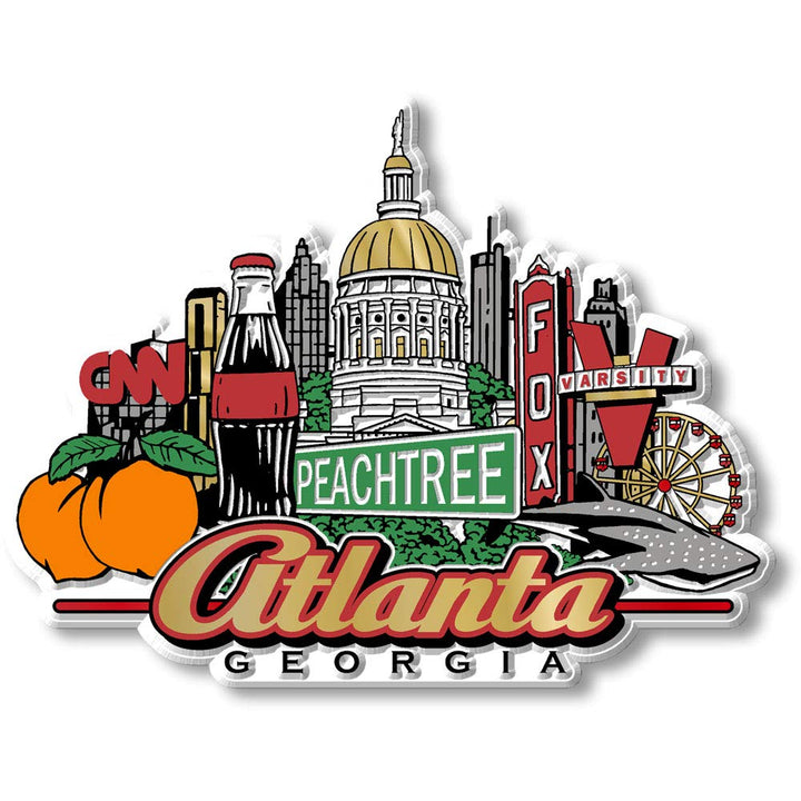 Atlanta City Magnet , Collectible Souvenirs Made in The USA, 4.2 x 3.2