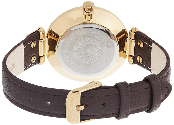 Women&#39;s 109168IVBN Gold-Tone and Brown Leather Strap Watch