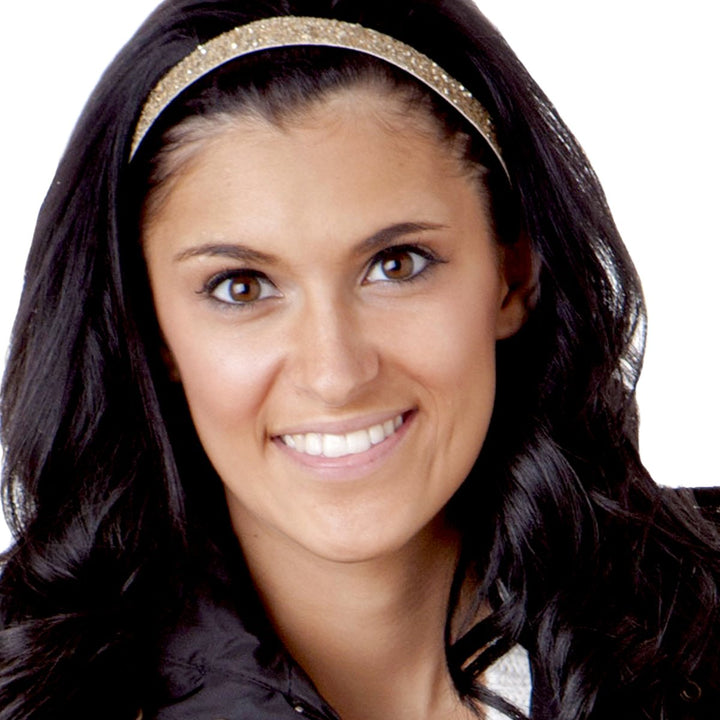 Women&#39;s Adjustable NO SLIP Skinny Bling Glitter Headband Multi 3pk (Black/Gold/Silver)